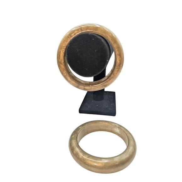 VTG Set of 2 Golden Shimmer Marbled Heavy (Nice Clank) Lucite Bangle Bracelets - Picture 3 of 9